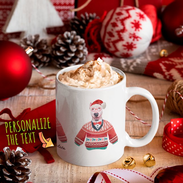 Mug Bull Terrier portant un pull moche Noël amateur de (Créateur téléchargé)