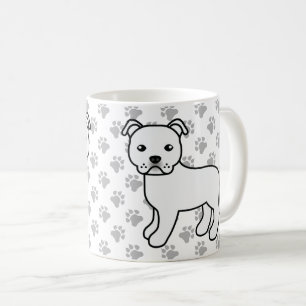 Mug Bull Terrier Staffordshire Blanc Chien de Dessin A