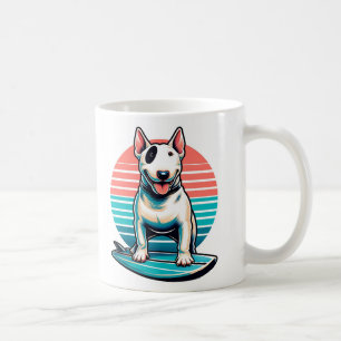Mug Bull terrier sur une carte surf style rétro des an