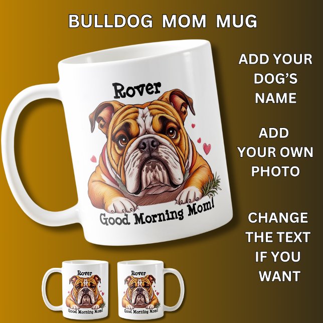Mug Bulldog, Ajouter le nom du chien, Changer de photo (Créateur téléchargé)