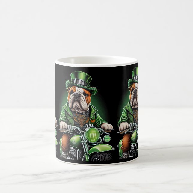 Mug Bulldog Driving Bike St. Patrick's Day (Centre)
