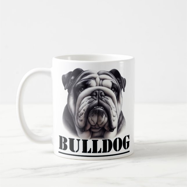 Mug Bulldog en noir et blanc (Gauche)
