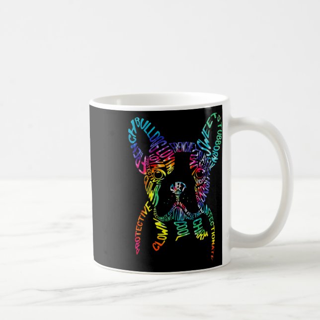 Mug Bulldog Typographie Tie Dye Art d'écriture Frenchi (Droite)