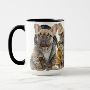 MUG BULLDOGS FRANÇAIS ADORABLES AVEC SWEATERS