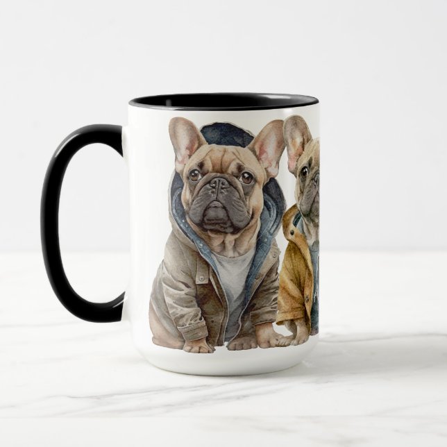 MUG BULLDOGS FRANÇAIS ADORABLES AVEC SWEATERS (Gauche)