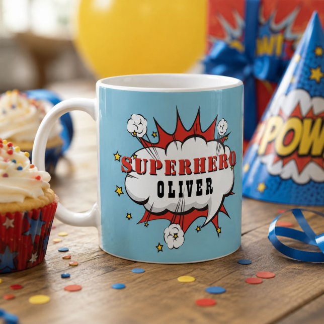 Mug Bulle de texte de bande dessinée de super-héros ga (Créateur téléchargé)
