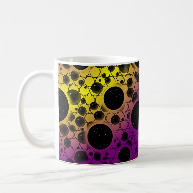 Mug Bulles d'espace tachetées - Violet/Jaune (Gauche)