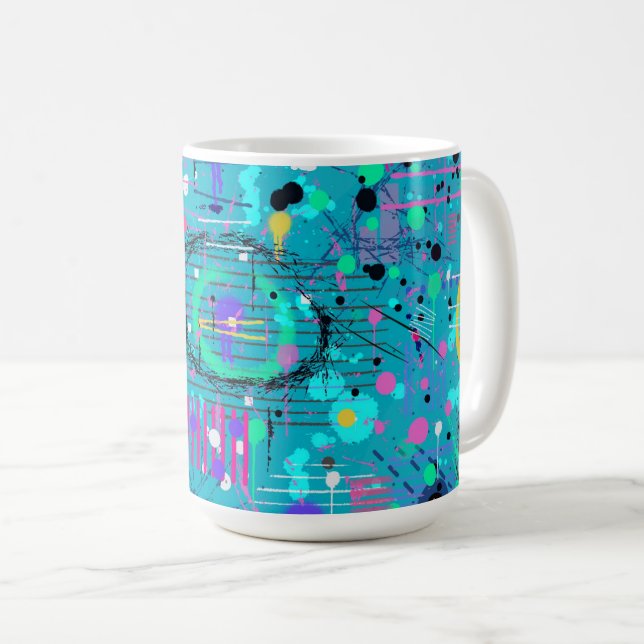 Mug Bulles d'Océan : Art Maximaliste (Devant droit)