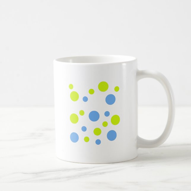 Mug Bulles Jaunes Bleues Funky Heureuses (Droite)