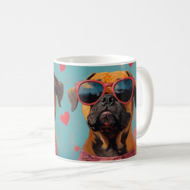 Mug Bullmastiff aux roses du cœur pour la Saint-Valent (Devant droit)