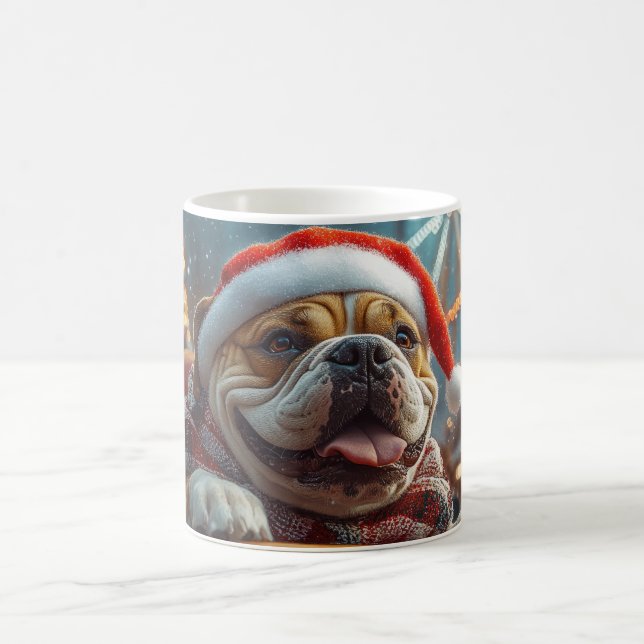 Mug Bullmastiff Dog Roller Dessous de verre Noël (Centre)