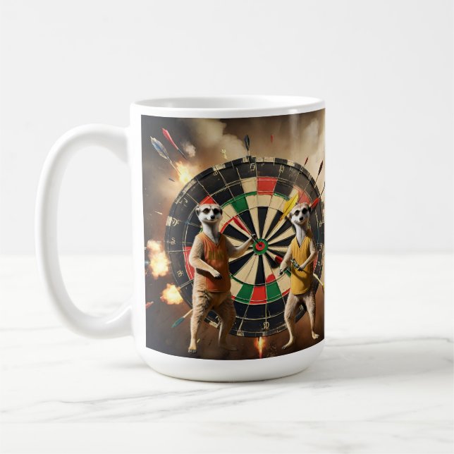 Mug Bullseye Burrow : Meerkat Dart League, (Gauche)
