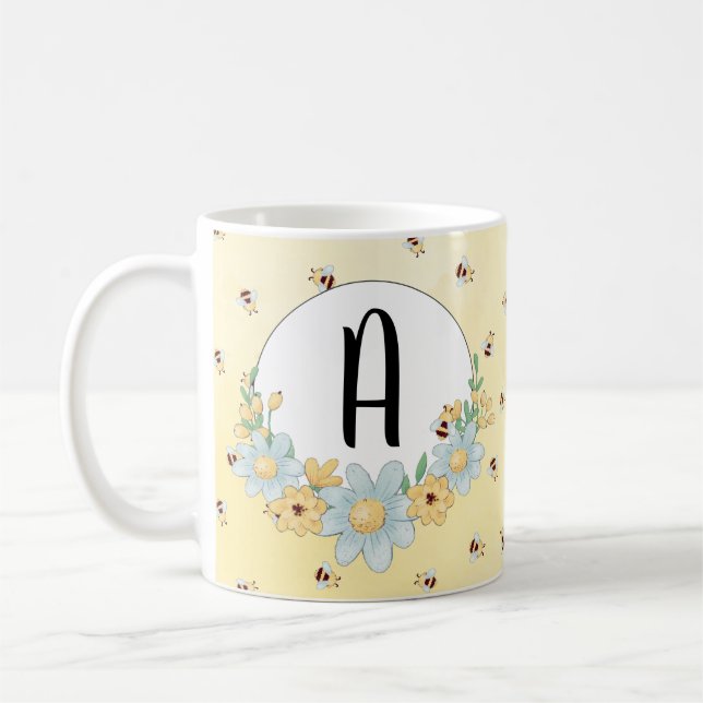 Mug Bumble Bee mignonne Monogrammé (Gauche)