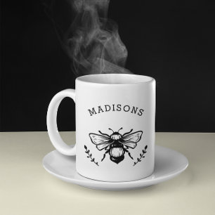 Mug Bumblebee rustique Personnalisé noir et blanc