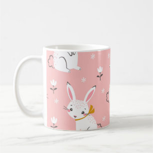 Mug Bunnies blancs : Cute Floral sans joint
