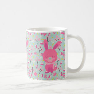 Mug Bunnies et fleurs roses