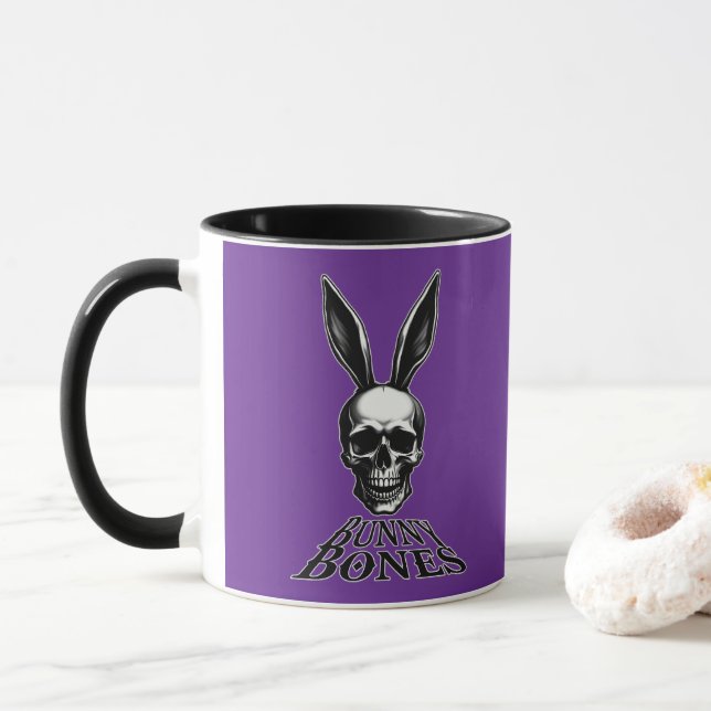 Mug Bunny Bones – Gothic Easter Bunny - caneca (Avec donut)