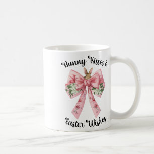 Mug Bunny de Pâques Souhaite Coquette Rose Bow Fleurs 