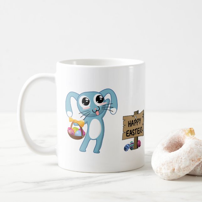 Mug Bunny de Pâques souhaite Joyeux Pâques (Avec donut)