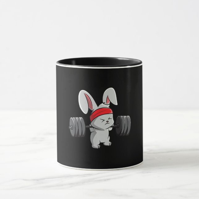 Mug Bunny Gym Rabbit Ness Weighlifting Funny Art (Centre)