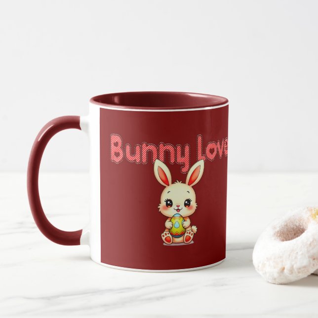 Mug Bunny Love – Cute Easter Bunny Design - caneca (Avec donut)