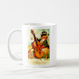 Mug Bunny vintage Jouer avec Violon Salutation de Pâqu