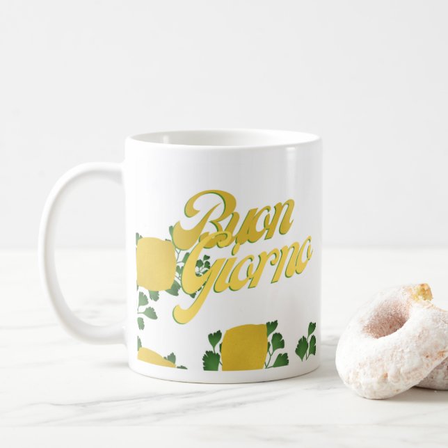 Mug BuonGiorno Italien Hello Retro Typographie (Avec donut)