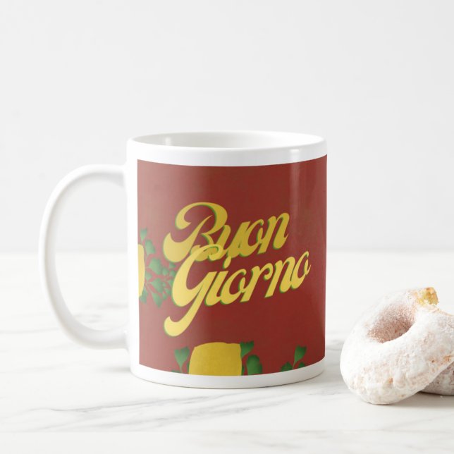 Mug BuonGiorno Italien Hello Retro Typographie (Avec donut)