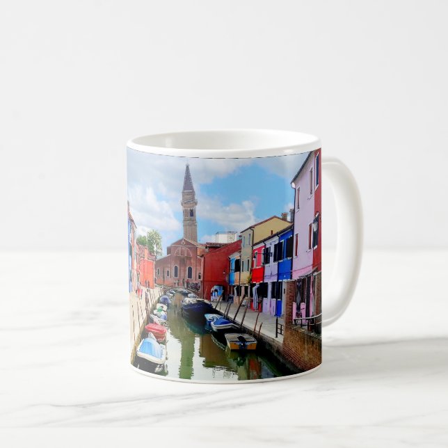 Mug Burano, Italie Maisons colorées italiennes & Canal (Devant droit)