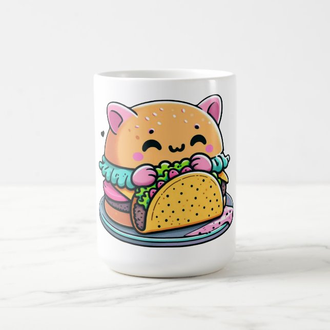 Mug Burger Chat Taco - Mignonne, Whimsical, Drôle, Nou (Centre)