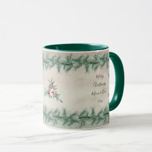Mug Burgundy Berry Holly Pine Noël