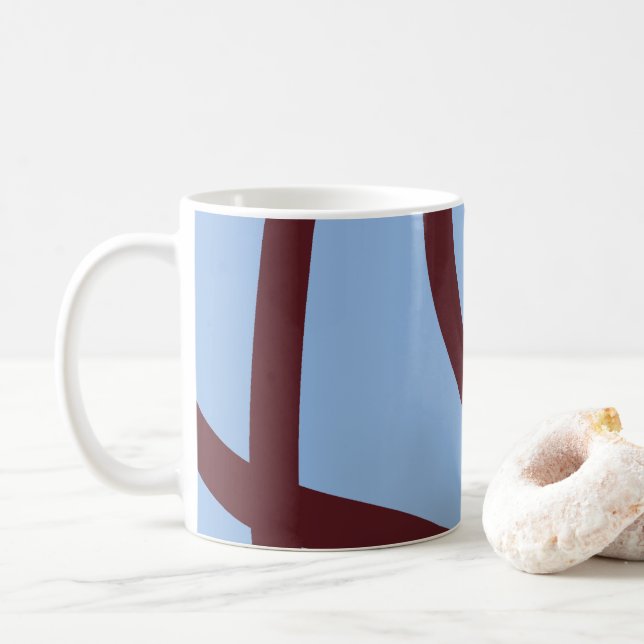 Mug – Burgundy Lines on Blue (Avec donut)