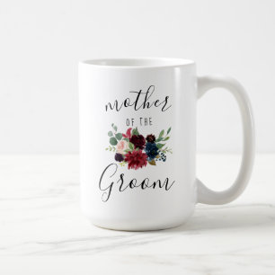 Mug Burgundy Marine rose Floral Mère de la Groom 15oz