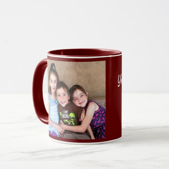 Mug Burgundy Personnaliser MODÈLE PHOTO Cadeau Café (Devant gauche)