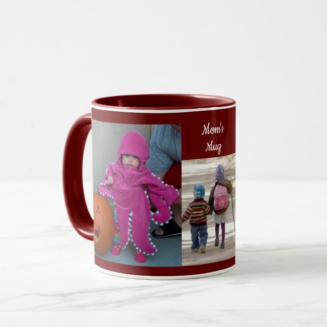 Mug Burgundy Personnalisez 3 Café Cadeau MODÈLE PHOTO (Devant gauche)