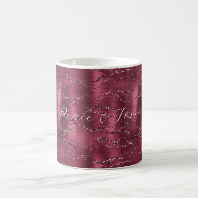 Mug Burgundy Red Glitzy Parties scintillant rayures (Centre)