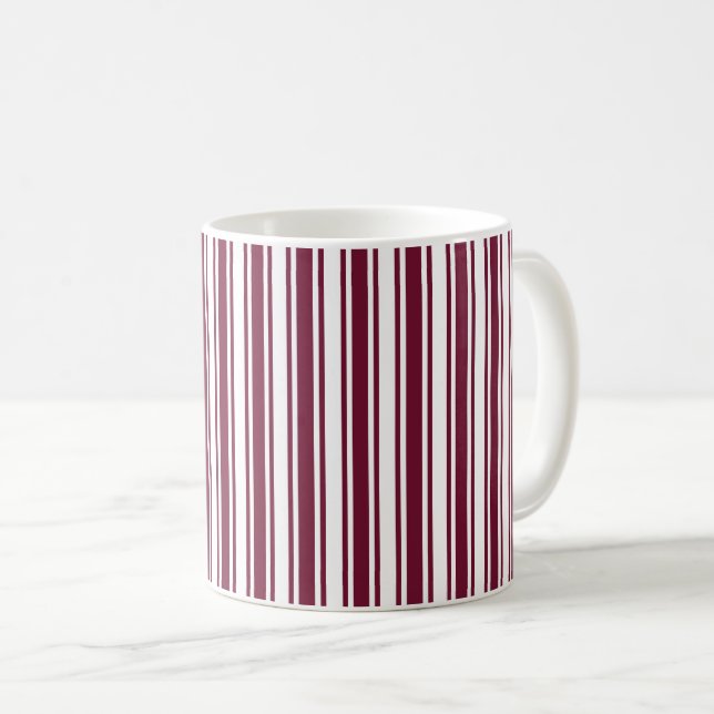 Mug Burgundy rouge et blanc bonbons rayures (Devant droit)