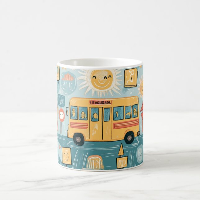 Mug bus scolaire jaune classique rempli d'enfants heur (Centre)