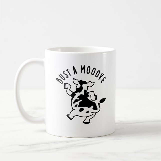 Mug Bust A Moooh Funny Cow Pun (Gauche)