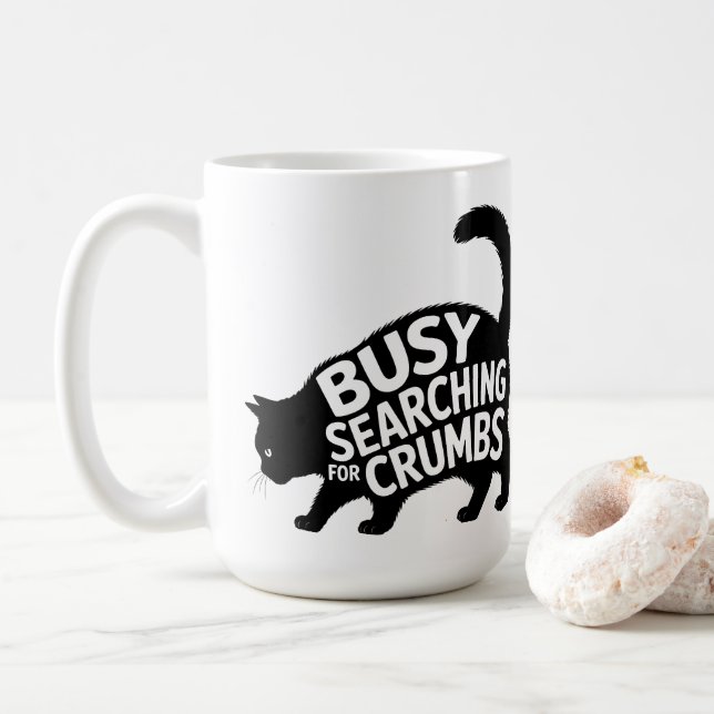 Mug Busy Searching for Crumbs Fat Cat Diet Humor (Avec donut)