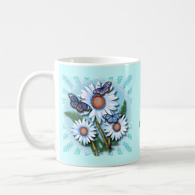 Mug Butterfly Blue Daisies  (Gauche)