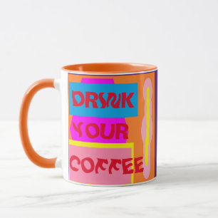 Mug Buvez votre logo café sur un dessin bleu orange ro