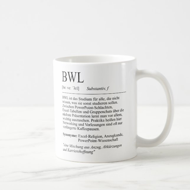 Mug "BWL" Cadeau d'étudiant, étudiant (Droite)