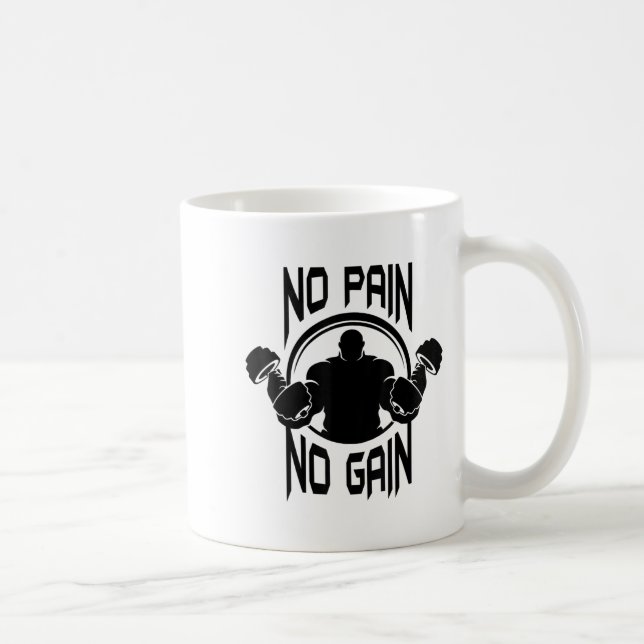 Mug C386 No Pain No Gain Gym Workout Fitness Motivatio (Droite)