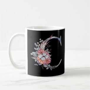 Mug C Monogramme Floral Personnalisé Bleu