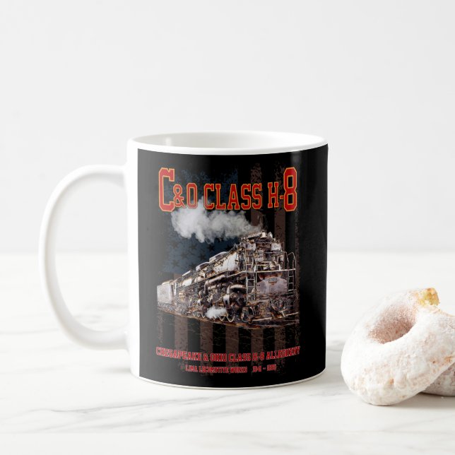 Mug C&O Classe H-8 Locomotive Allegheny - Drapeau amér (Avec donut)
