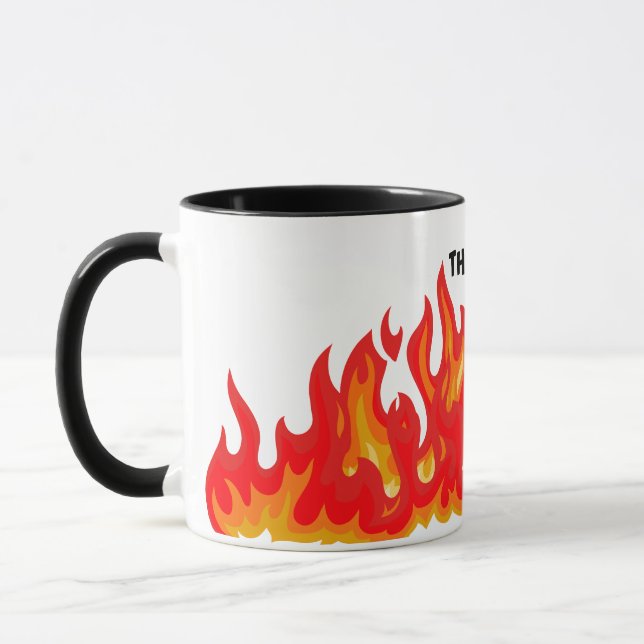 Mug "Ça va" (noir + feu et flammes) (Gauche)