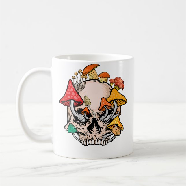 Mug Cabane Champignon Morel Crâne Style Chasseur  (Gauche)