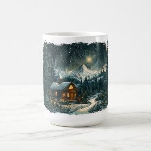 Mug Cabane Cosy dans un Paysage Hivernal Enchanté