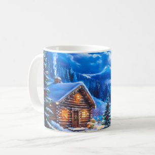 Mug Cabane de Noël sous la lune d'hiver enneigé